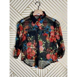 Women’s Sheer Floral button up top
